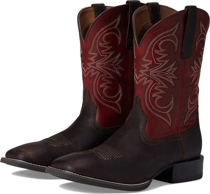 ARIAT Mens Sport Pardner Western Boot Matte Rebel Brown/Blood Red 12 Wide
