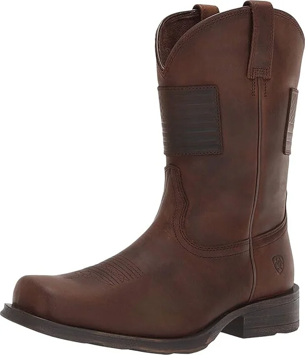 Ariat Rambler(r) Patriot Cowboy Boots Distressed Brown : 7 D - Medium, Leather - Image 2