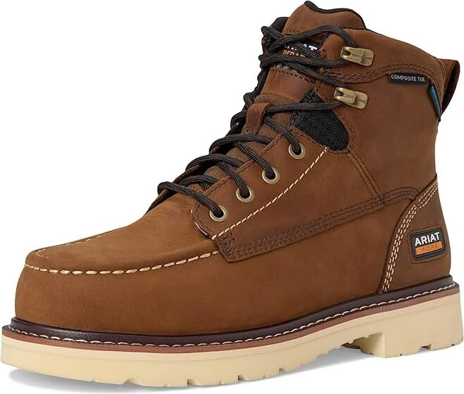 Ariat Rebar Lift 6 Waterproof Composite Toe Work Boots Men's Shoes Distressed Brown : 6 D - Medium, Leather - Image 5