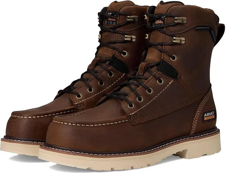 Ariat Rebar Lift 8 Waterproof Composite Toe Work Boots Men's Shoes Distressed Brown : 6 D - Medium, Leather