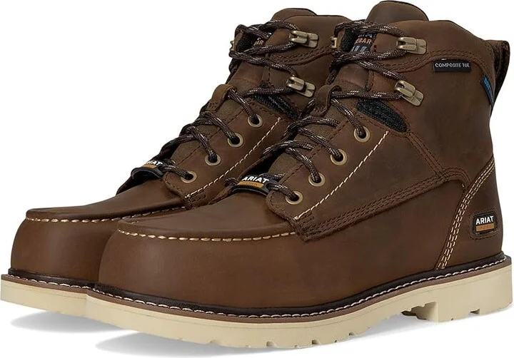 Ariat Rebar Lift Waterproof Composite Toe Work Boots Women's Work Boots Distressed Brown : 9.5 B - Medium, Leather