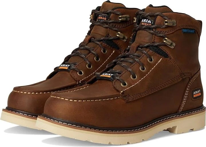 Ariat Rebar Lift Waterproof Work Boots Women's Work Boots Distressed Brown : 6 C - Wide, Leather