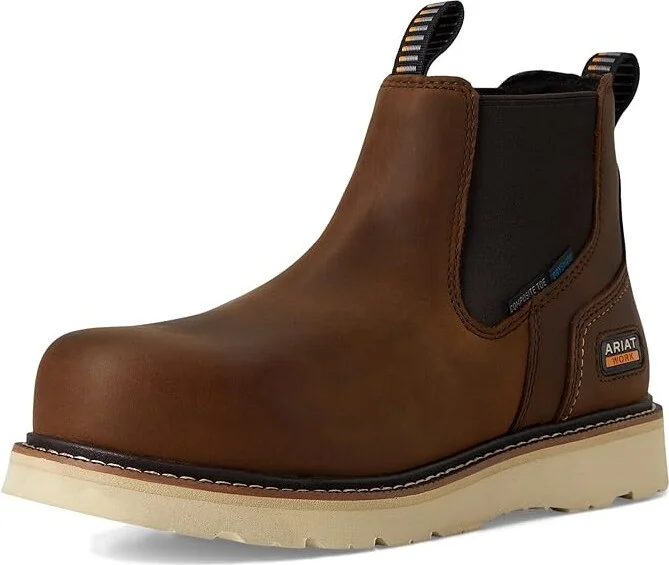 Ariat Rebar Wedge Chelsea Waterproof Composite Toe Work Boots Cowboy Boots Distressed Brown : 7.5 EE - Wide - Image 5