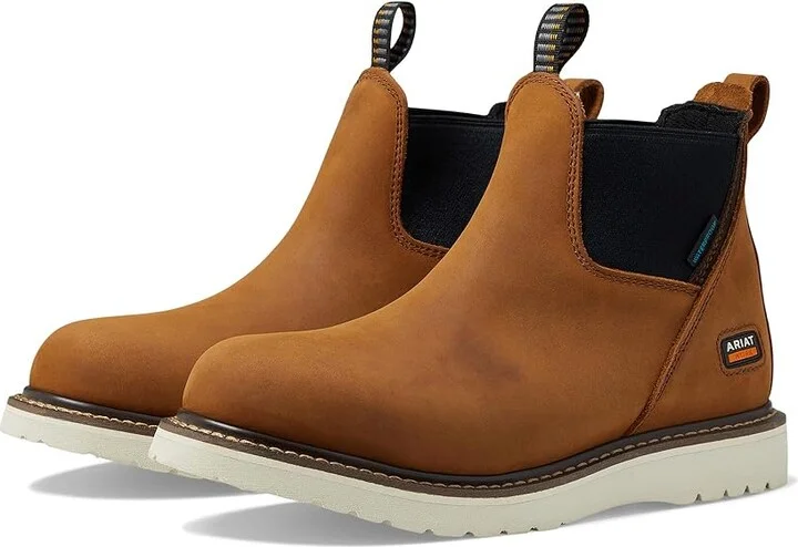 Ariat Rebar Wedge Chelsea Waterproof Work Boot Women's Shoes Aged Honey : 10.5 B - Medium, Leather