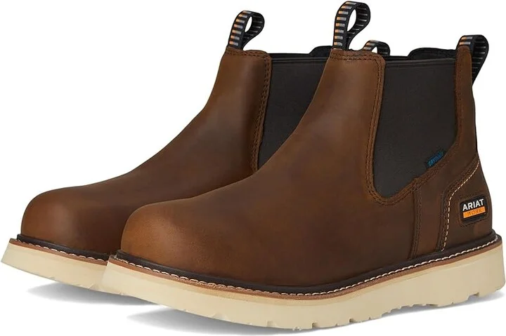 Ariat Rebar Wedge Chelsea Waterproof Work Boots Cowboy Boots Distressed Brown : 6 D - Medium, Leather