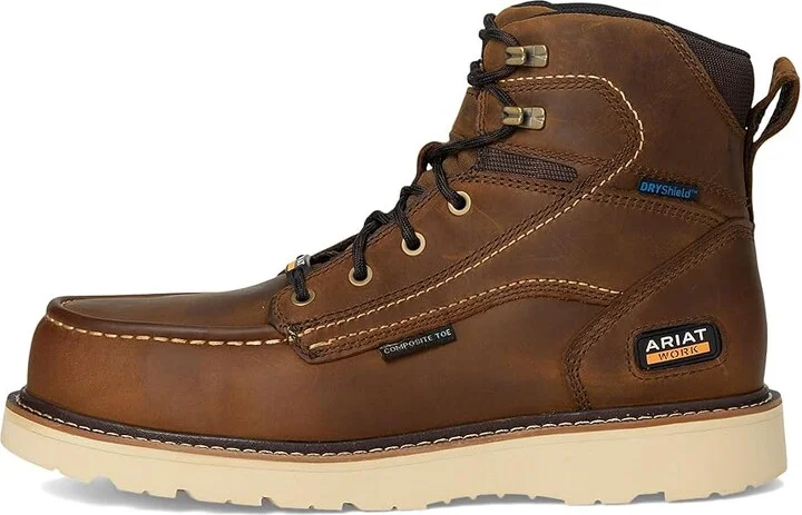 Ariat Rebar Wedge Moc Toe 6 Waterproof Composite Toe Work Boots Men's Work Boots Distressed Brown : 15 EE - Wide, Leather - Image 6