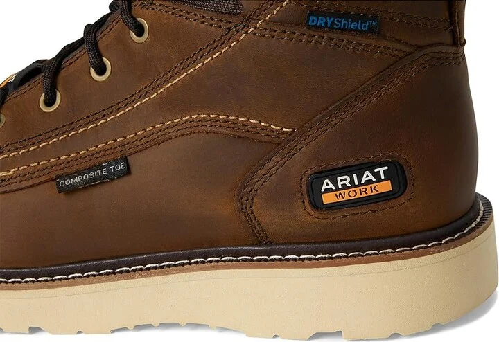 Ariat Rebar Wedge Moc Toe 6 Waterproof Composite Toe Work Boots Men's Work Boots Distressed Brown : 15 EE - Wide, Leather - Image 7
