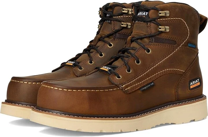Ariat Rebar Wedge Moc Toe 6 Waterproof Composite Toe Work Boots Men's Work Boots Distressed Brown : 15 EE - Wide, Leather