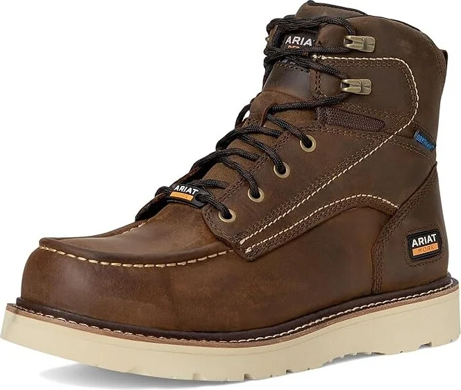 Ariat Rebar Wedge Moc Toe 6 Waterproof Work Boots Men's Work Boots Distressed Brown : 7 EE - Wide, Leather - Image 5