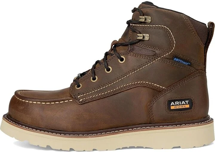 Ariat Rebar Wedge Moc Toe 6 Waterproof Work Boots Men's Work Boots Distressed Brown : 7 EE - Wide, Leather - Image 6