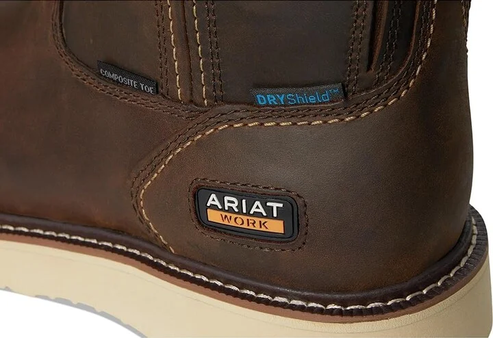 Ariat Rebar Wedge Pull-On Waterproof Composite Toe Work Boots Men's Work Boots Distressed Brown : 11.5 EE - Wide, Leather - Image 7