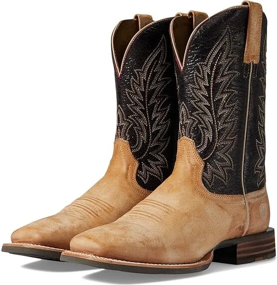 Ariat Ridin High Western Boot Men's Shoes Desert Tan/Dark Brick : 8 D - Medium, Leather