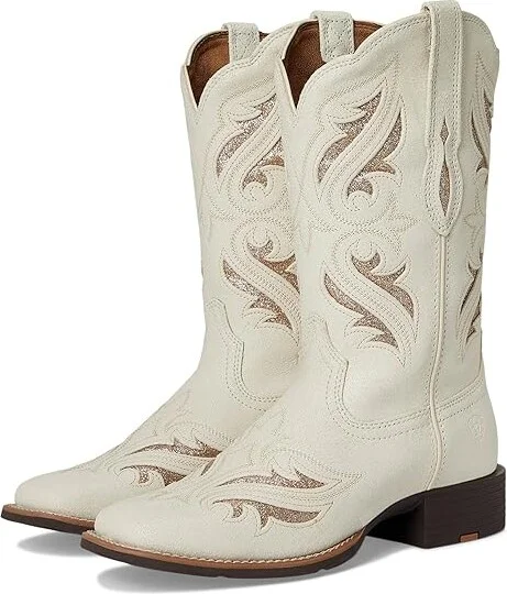 Ariat Round Up Bliss Western Women's Boots Cowboy Women's Boots Distressed Ivory : 8.5 B - Medium, Leather
