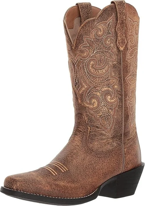 Ariat Round Up Square Toe Cowboy Women's Boots Vintage Bomber : 5.5 B - Medium, Full Grain leather/Leather - Image 2