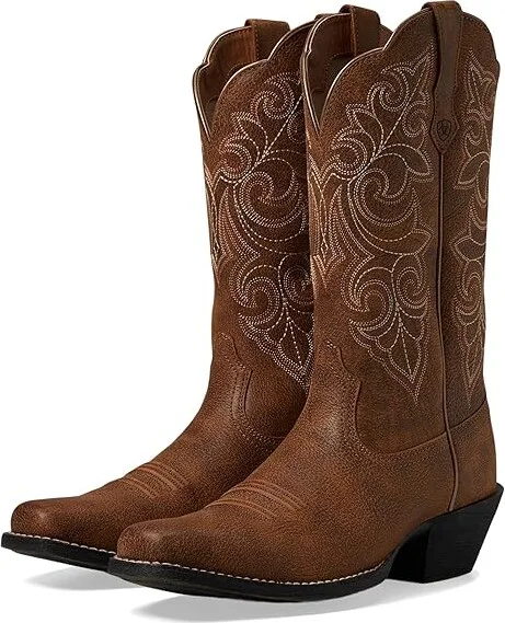 Ariat Round Up Square Toe Cowboy Women's Boots Vintage Bomber : 5.5 B - Medium, Full Grain leather/Leather