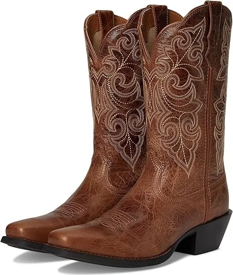 Ariat Round Up Square Toe Western Women's Boots Cowboy Women's Boots Ready Russet : 8.5 C - Wide, Leather
