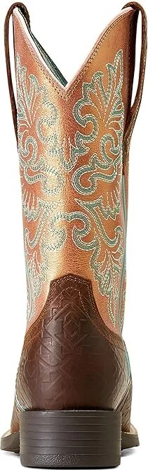 Ariat Round Up Wide Square Toe StretchFit Western Boot Women's Shoes Toasted Blanket Emboss : 5.5 B - Medium, Leather/Synthetic - Image 4