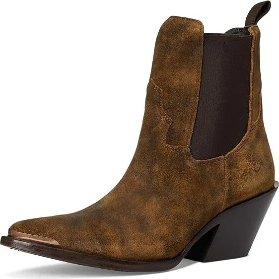 Ariat Shiloh Bootie Cowboy Women's Boots Dark Ginger Suede : 7 B - Medium, Leather - Image 5
