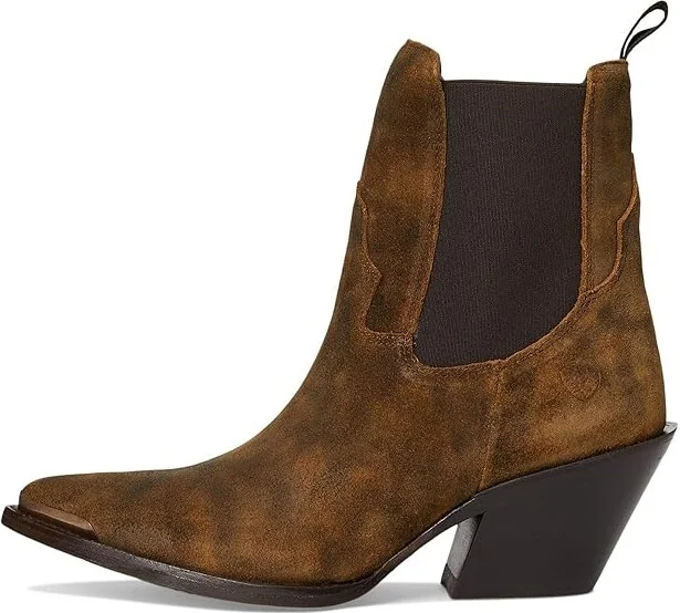 Ariat Shiloh Bootie Cowboy Women's Boots Dark Ginger Suede : 7 B - Medium, Leather - Image 6
