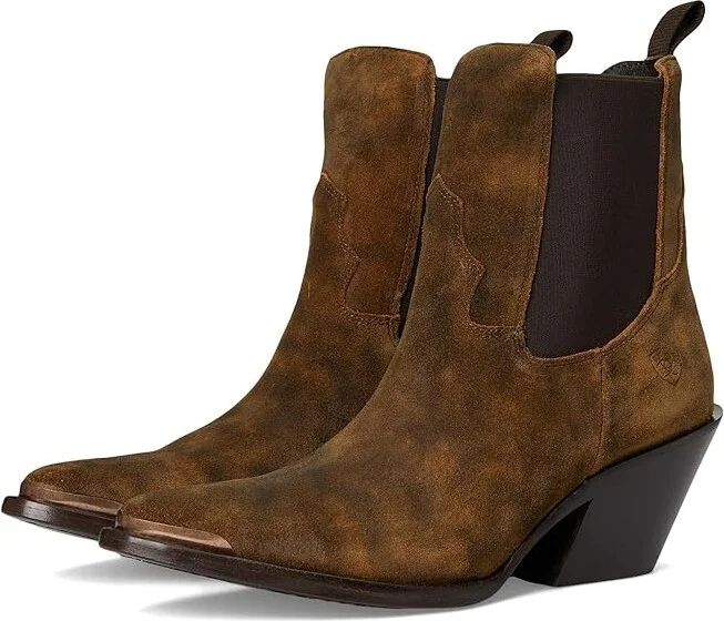 Ariat Shiloh Bootie Cowboy Women's Boots Dark Ginger Suede : 7 B - Medium, Leather