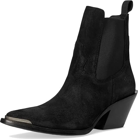 Ariat Shiloh Bootie Cowboy Women's Boots Distressed Black Suede : 7.5 B - Medium, Leather - Image 5