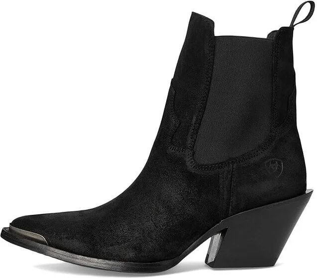 Ariat Shiloh Bootie Cowboy Women's Boots Distressed Black Suede : 7.5 B - Medium, Leather - Image 6