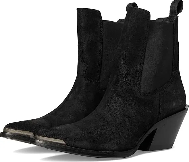 Ariat Shiloh Bootie Cowboy Women's Boots Distressed Black Suede : 7.5 B - Medium, Leather