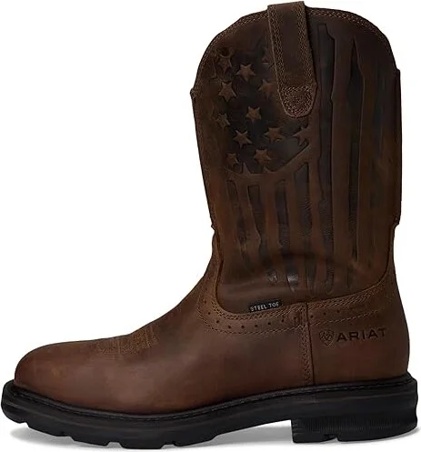 Ariat Sierra Shock Shield Patriot Steel Toe Work Boot Men's Boots Distressed Brown : 7 D - Medium, Leather - Image 6