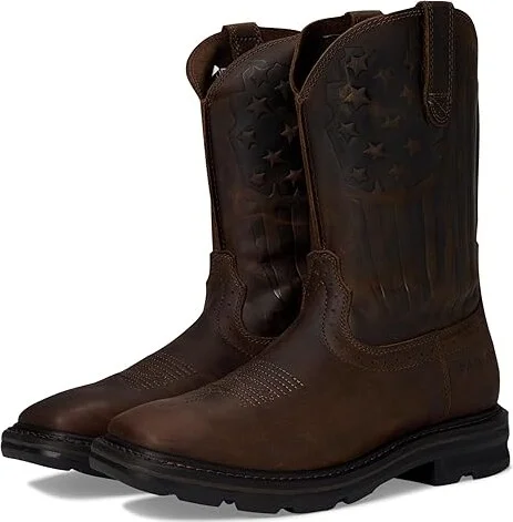 Ariat Sierra Shock Shield Patriot Work Boot Men's Boots Distressed Brown : 7 D - Medium, Leather