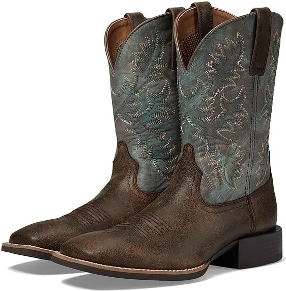 Ariat Sport Latigo Western Boot Men's Shoes Spiced Cider/Stone Blue : 7.5 D - Medium, Leather