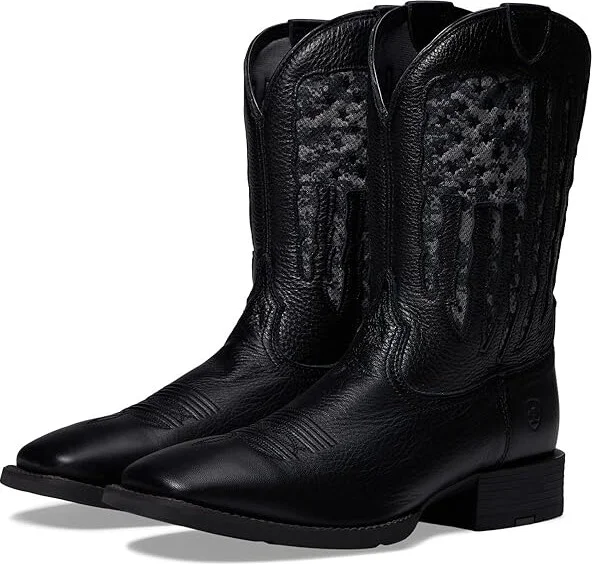 Ariat Sport My Country VentTEK Western Boot Men's Shoes Black Deertan/Black Camo Print : 7.5 D - Medium, Leather