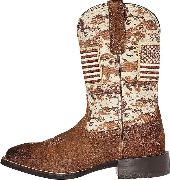 Ariat Sport Patriot Cowboy Boots Antique Mocha Suede/Sand Camo Print : 7.5 D - Medium, Canvas/Leather/Suede - Image 7