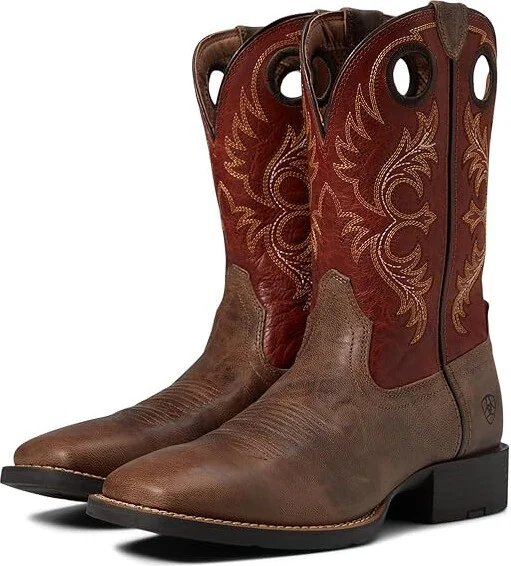 Ariat Sport Rodeo Western Boot Men's Shoes Crazy Crunch Tan/Determined Orange : 7 D - Medium, Leather