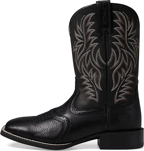 Ariat Sport Western Wide Square Toe Cowboy Boots Black Deertan/Black : 7 D - Medium, Leather - Image 7