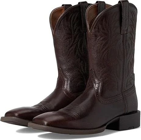 Ariat Sport Wide Square Toe Cowboy Boots Burnished Chocolate : 10 W, Leather