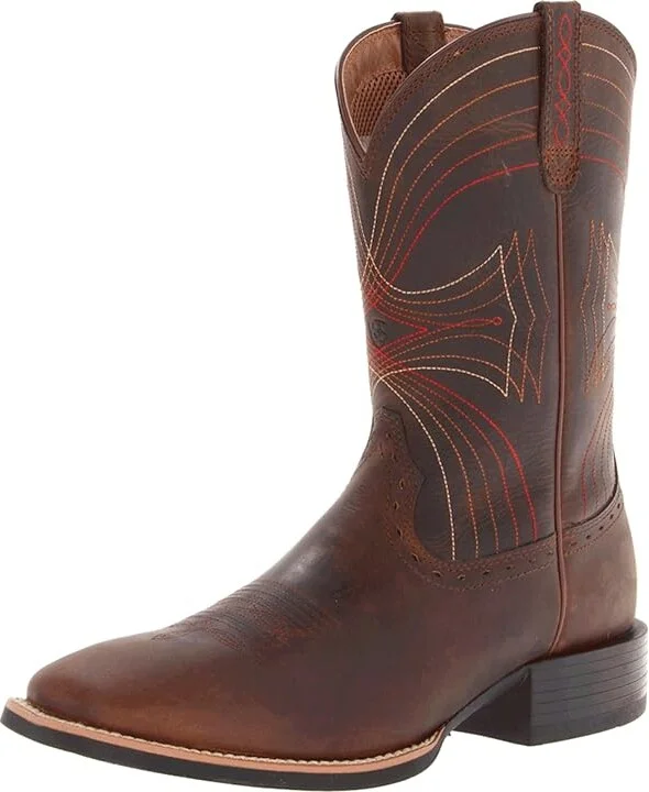 Ariat Sport Wide Square Toe Cowboy Boots Distressed Brown : 7 D - Medium, Leather - Image 2
