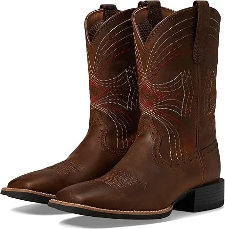 Ariat Sport Wide Square Toe Cowboy Boots Distressed Brown : 7 D - Medium, Leather