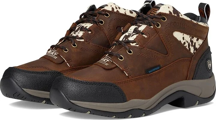 Ariat Terrain Waterproof Boot Women's Shoes Distressed Brown/Speckled Cow Print : 6 B - Medium, Leather