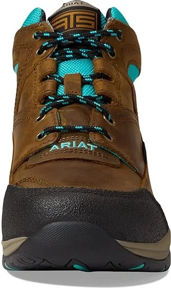 Ariat Terrain Waterproof Boot Women's Shoes Weathered Brown/Turquoise : 6 B - Medium, Leather - Image 2