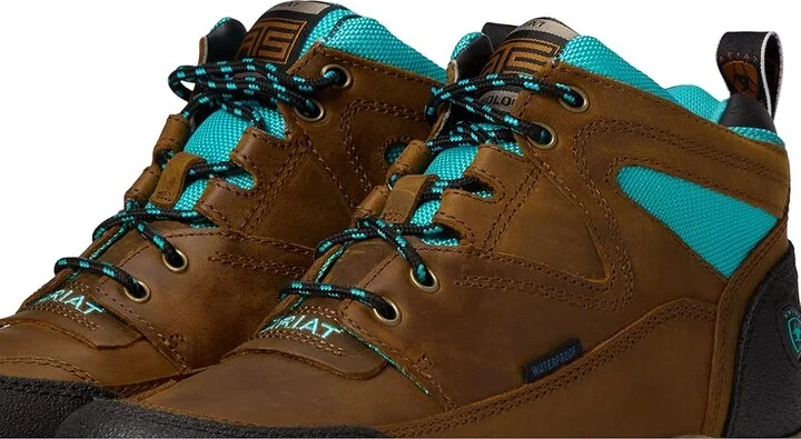 Ariat Terrain Waterproof Boot Women's Shoes Weathered Brown/Turquoise : 6 B - Medium, Leather - Image 5