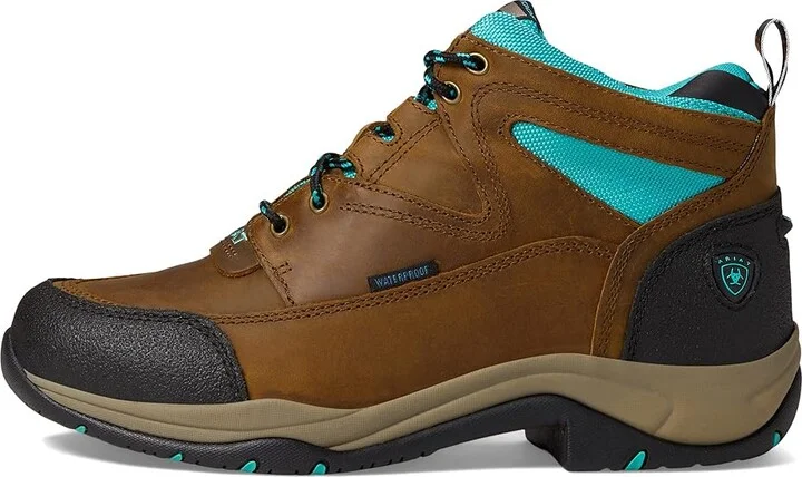 Ariat Terrain Waterproof Boot Women's Shoes Weathered Brown/Turquoise : 6 B - Medium, Leather - Image 6