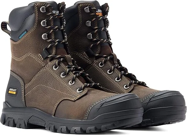 Ariat Treadfast 8 Waterproof Work Boot Men's Boots Dark Brown : 7.5 D - Medium, Leather