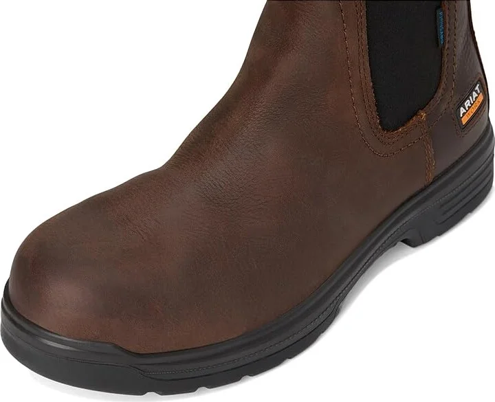 Ariat Turbo Chelsea CSA Waterproof Carbon Toe Work Boots Men's Work Boots Rich Brown : 8 EE - Wide, Synthetic - Image 2