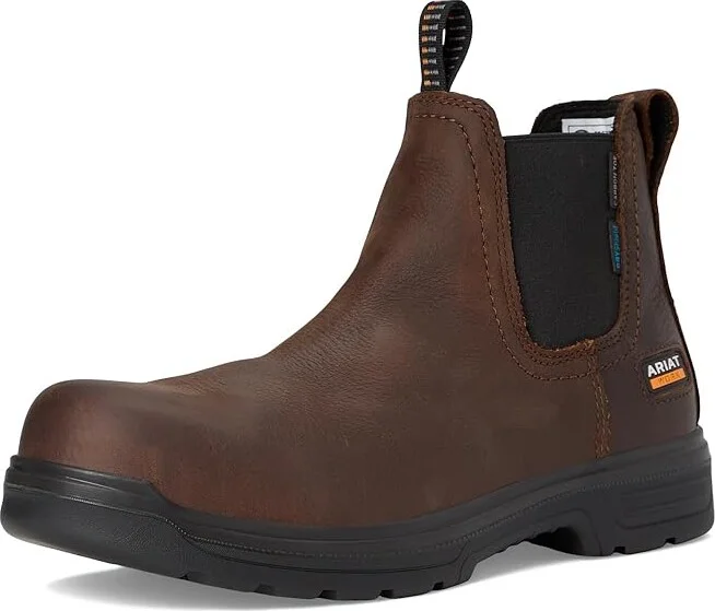 Ariat Turbo Chelsea CSA Waterproof Carbon Toe Work Boots Men's Work Boots Rich Brown : 8 EE - Wide, Synthetic - Image 5