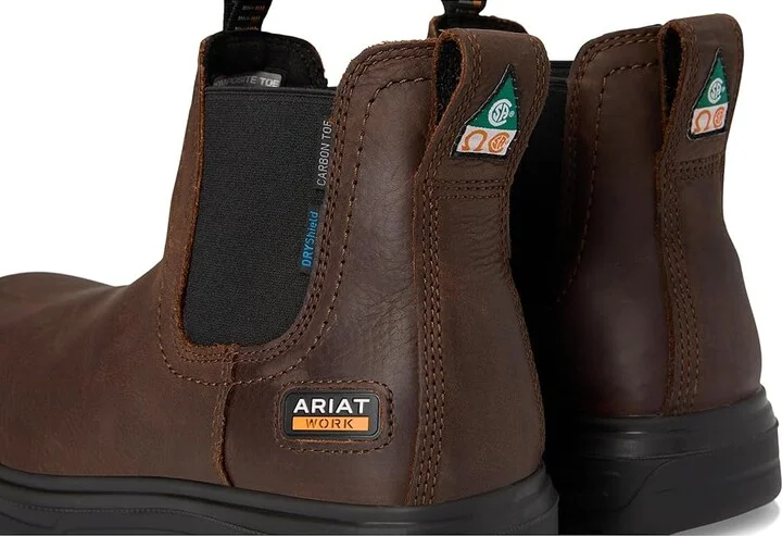 Ariat Turbo Chelsea CSA Waterproof Carbon Toe Work Boots Men's Work Boots Rich Brown : 8 EE - Wide, Synthetic - Image 7