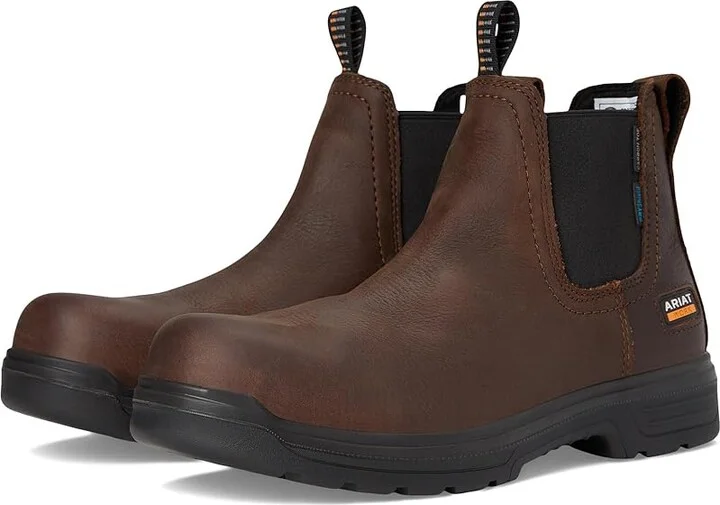 Ariat Turbo Chelsea CSA Waterproof Carbon Toe Work Boots Men's Work Boots Rich Brown : 8 EE - Wide, Synthetic
