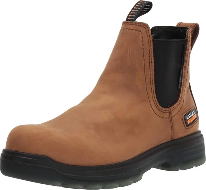 Ariat Turbo Chelsea Waterproof Carbon Toe EH Men's Work Pull-on Boots Aged Bark : 7.5 D - Medium, Leather - Image 2
