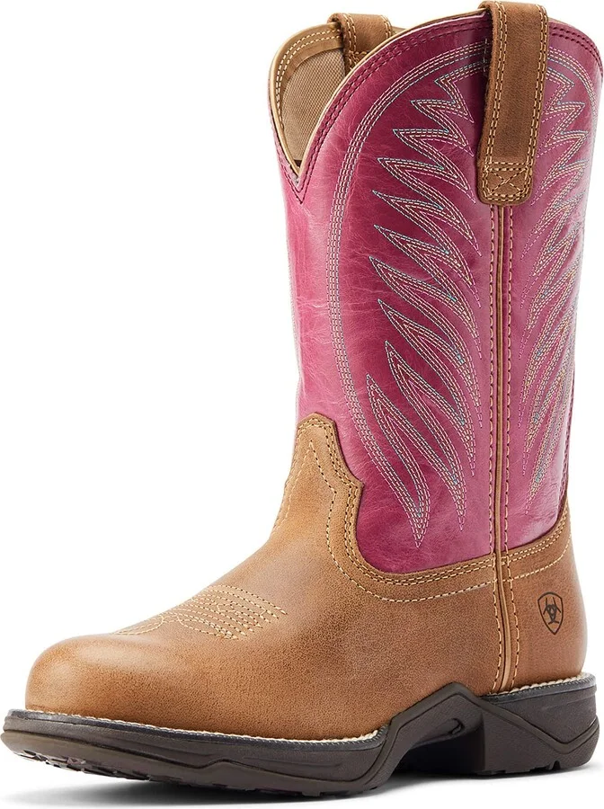 ARIAT Womens Anthem Round Toe II Western Boot Distressed Natural/Rosebud 6.5