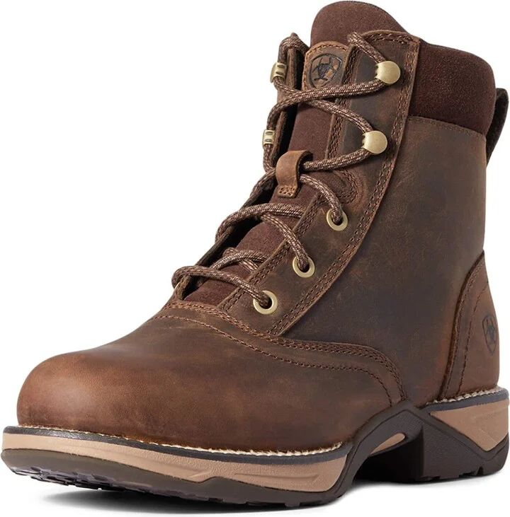 ARIAT Womens Anthem Round Toe Lacer Boot Distressed Brown 10 Wide
