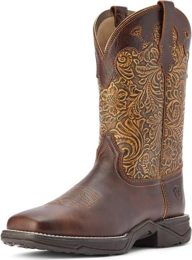 Rich Clay/Brown Floral Emboss